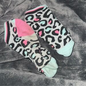 Leopard Print Socks with Pink and Mint Accents